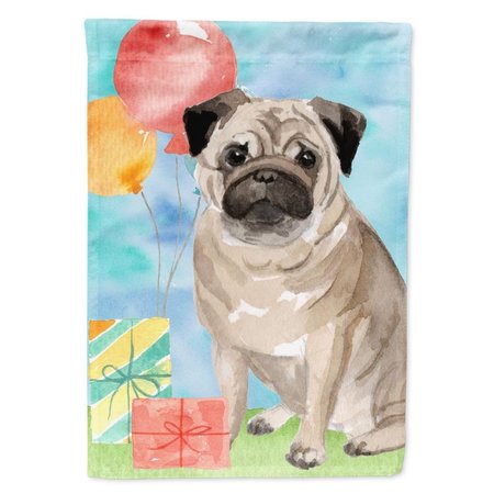 CAROLINES TREASURES Happy Birthday Pug Flag Canvas House Size CK3260CHF